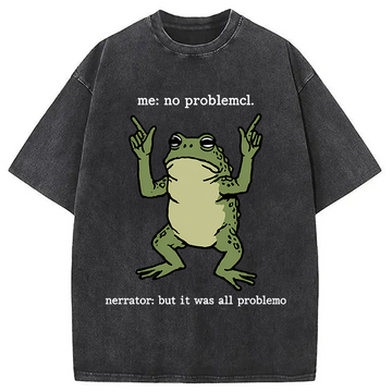 Personality fashion No Problemo Frog Funny Meme Washed T-Shirt