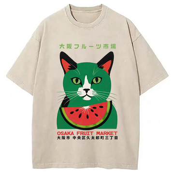 Personality fashion Osaka Fruit Market Washed T-Shirt