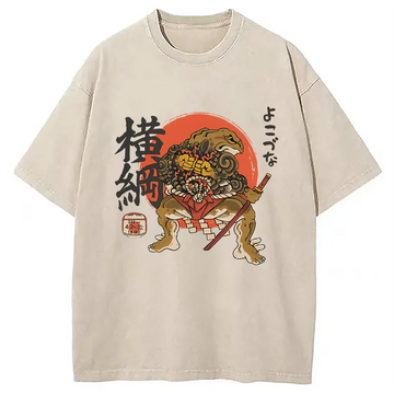 Personality fashion Yokozuna Japanese Washed T-Shirt