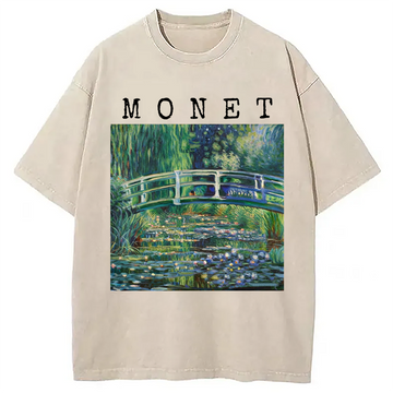 Personality fashion Garden Floral Art Vintage Washed T-Shirt