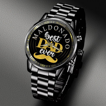 MALDONADO - Black Fashion Watch Custom Your Name, Best Family Gifts