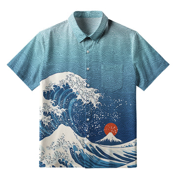 Personality fashion  The Great Wave Off Fuji Button-up Shirt