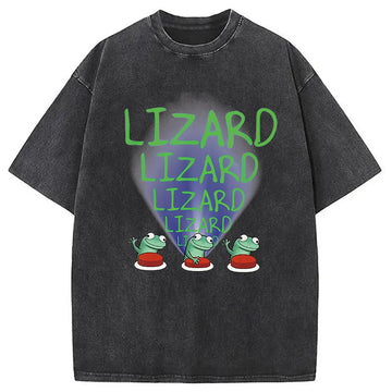 Personality fashion Lizard Lizard Lizard Meme Washed T-Shirt