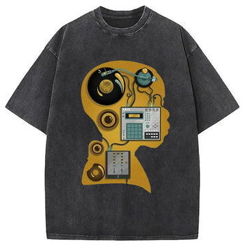 Personality fashion Hip Hop DJ Washed T-Shirt
