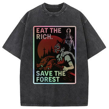 Personality fashion Eat The Rich Washed T-Shirt