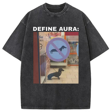 Personality fashion Define Aura Funny Washed T-Shirt