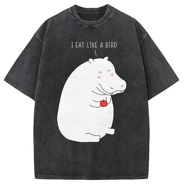 Personality fashion Humble Hippo Washed T-Shirt