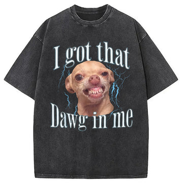 Personality fashion Chihuahua Funny Meme Washed T-Shirt