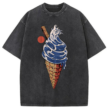 Personality fashion Great Ice Cream Washed T-Shirt