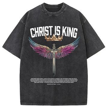 Personality fashion Christ Is King Christian Washed T-Shirt
