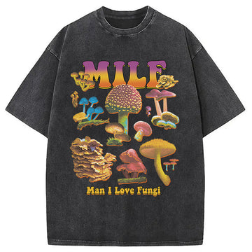 Personality fashion MILF Fungi Washed T-Shirt