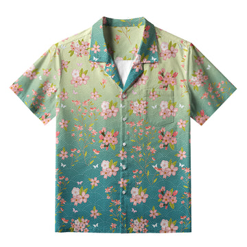 Personality fashion  Sakura Blossom Waves Aloha Hawaiian Shirt