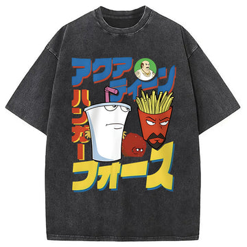Personality fashion Retro Comics Vintage Washed T-Shirt