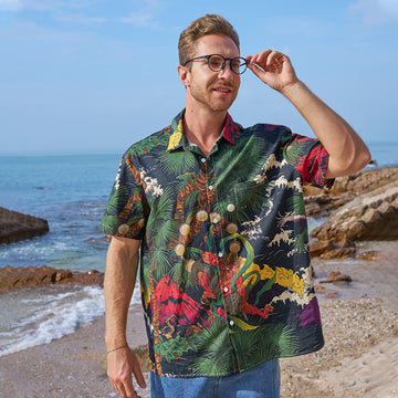 Personality fashion  Japanese Yokai Button-up Shirt