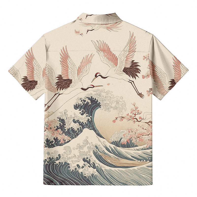 Cranes Dancing On The Waves Aloha Hawaiian Shirt