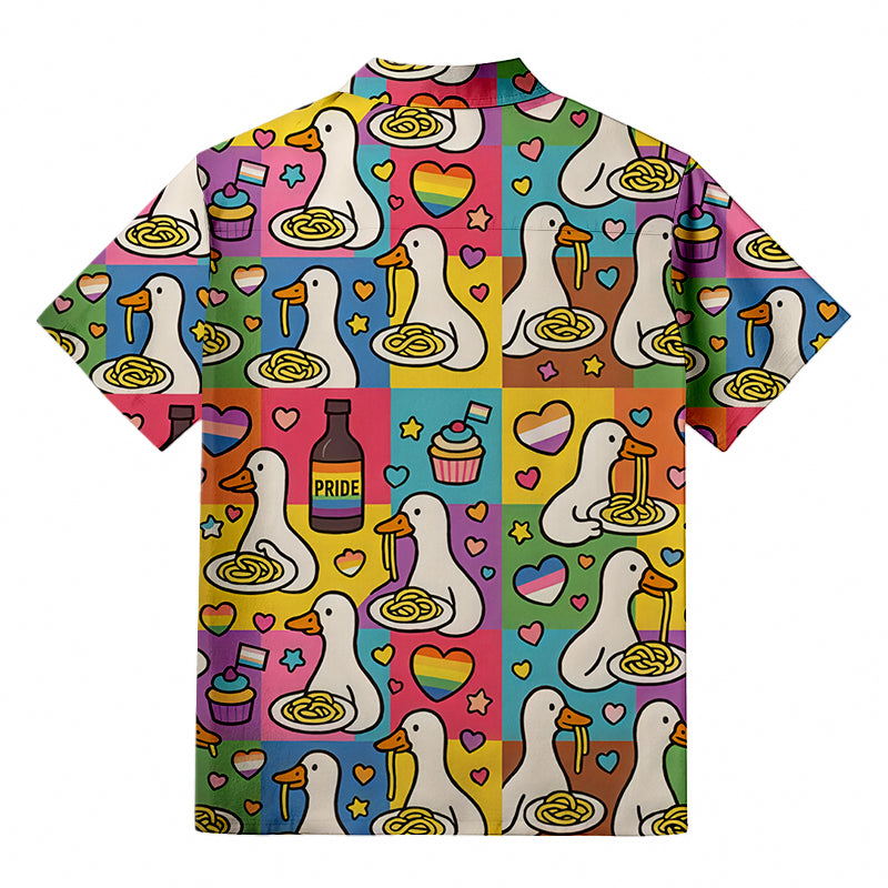 Personality fashionPride japanese Goose Eat Spaghetti Aloha Hawaiian Shirt