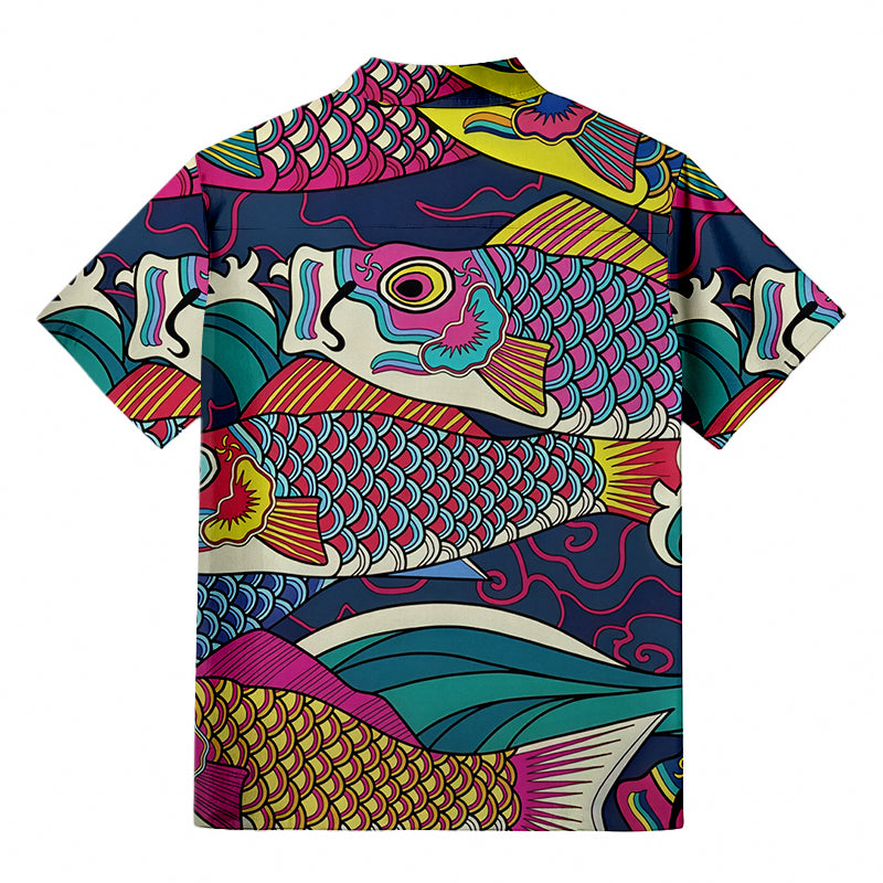 Colorful Japanese Koinobori Aloha Hawaiian Shirt