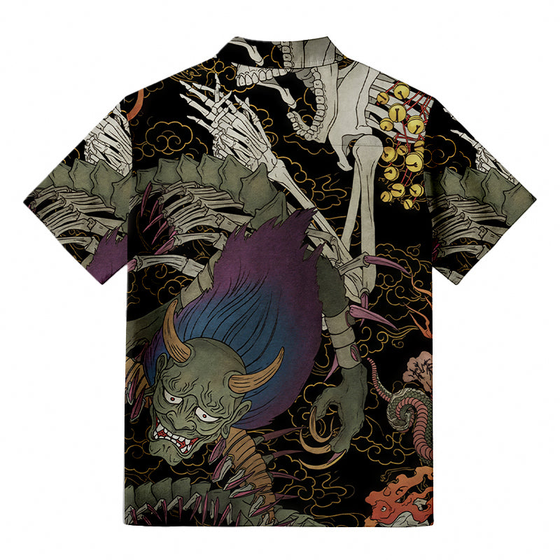 Japanese Yokai And Skeletons Aloha Hawaiian Shirt