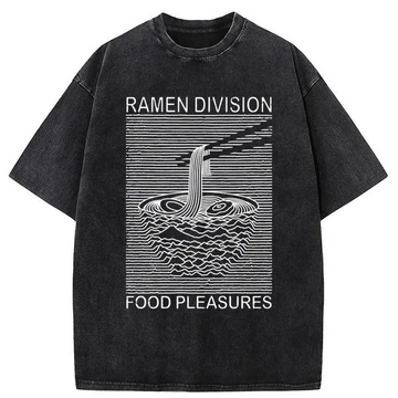 Personality fashion Ramen Division Food Pleasures Washed T-Shirt