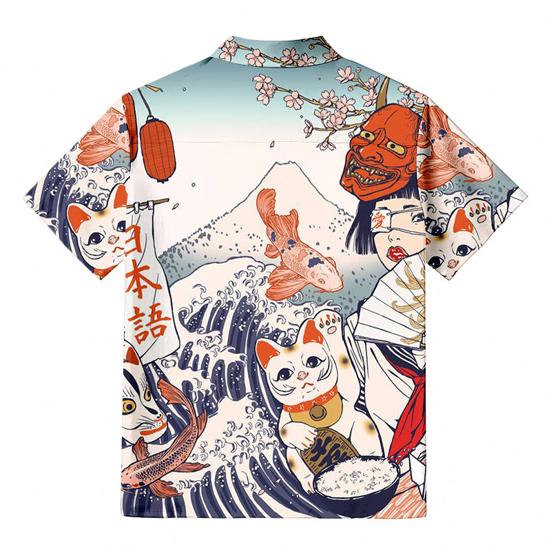 Masked Woman And Cat Hawaiian Shirt