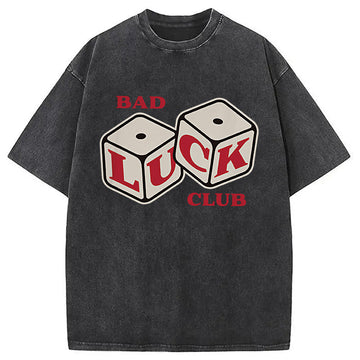 Personality fashion Bad Luck Club Washed T-Shirt