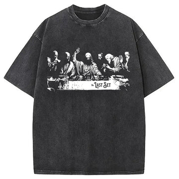 Personality fashion Jesus DJ Washed T-Shirt