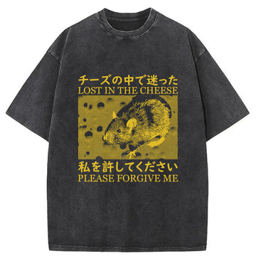 Personality fashion Lost in the Cheese Please Forgive Me Washed T-Shirt