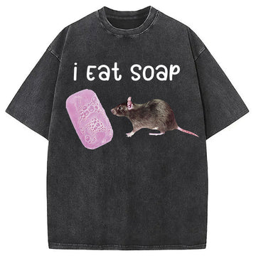 Personality fashion I Eat Soap Rat Meme Washed T-Shirt