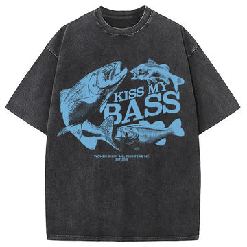Personality fashion Kiss My Bass Washed T-Shirt