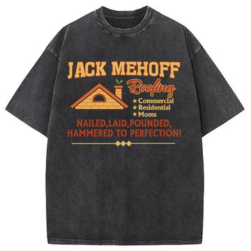 Personality fashion Jack Mehoff Roofing Washed T-Shirt