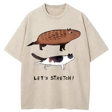 Personality fashion Let's Stretch Together Washed T-Shirt