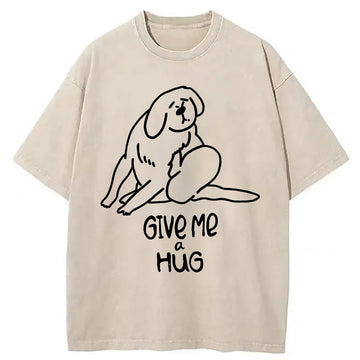 Personality fashion Dog Scratching Washed T-Shirt