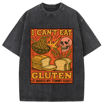 Personality fashion Funny Gluten Intolerance Meme Washed T-Shirt