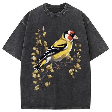 Personality fashion Goldfinch Bird Washed T-Shirt