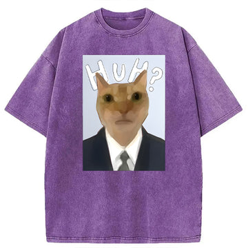 Personality fashion Cntonio Cat Washed T-Shirt