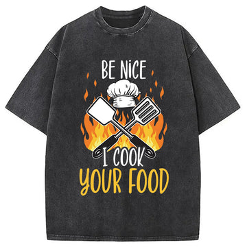 Personality fashion I Cook Your Food Washed T-Shirt