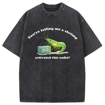 Personality fashion Radioactive Shrimp Washed T-Shirt