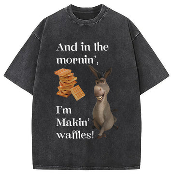 Personality fashion Donkey Funny Meme Washed T-Shirt
