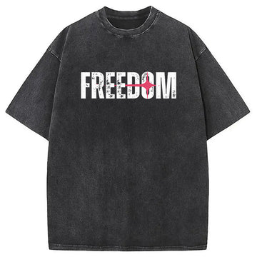 Personality fashion Freedom Washed T-Shirt