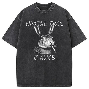 Personality fashion Who The Fck Is Alice Meme Washed T-Shirt