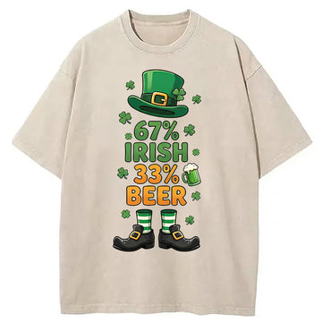 Personality fashion 67 Irish 33 Beer Washed T-Shirt