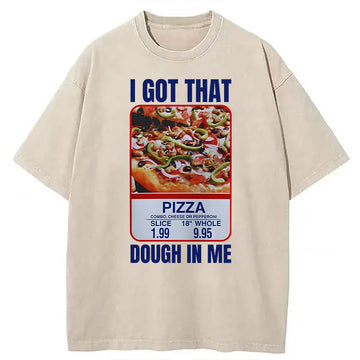 Personality fashion Fun Pizza Meme Washed T-Shirt