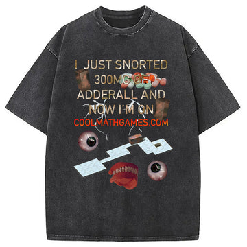 Personality fashion I Just Snorted Game Meme Washed T-Shirt