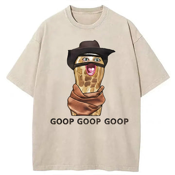 Personality fashion The Burnt Peanut Goop Funny Meme Washed T-Shirt