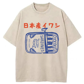 Personality fashion Japanese Sardine Washed T-Shirt