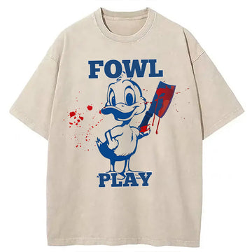 Personality fashion Fowl Play Duck Washed T-Shirt