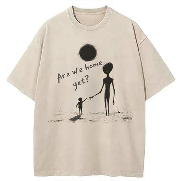 Personality fashion Retro Alien Washed T-Shirt