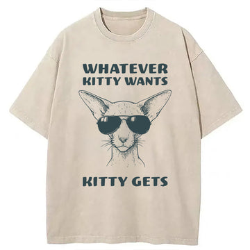 Personality fashion Oriental Shorthair Cat Washed T-Shirt