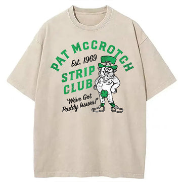 Personality fashion Pat McCrotch Strip Club Washed T-Shirt