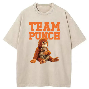 Personality fashion Punch The Monkey Washed T-Shirt